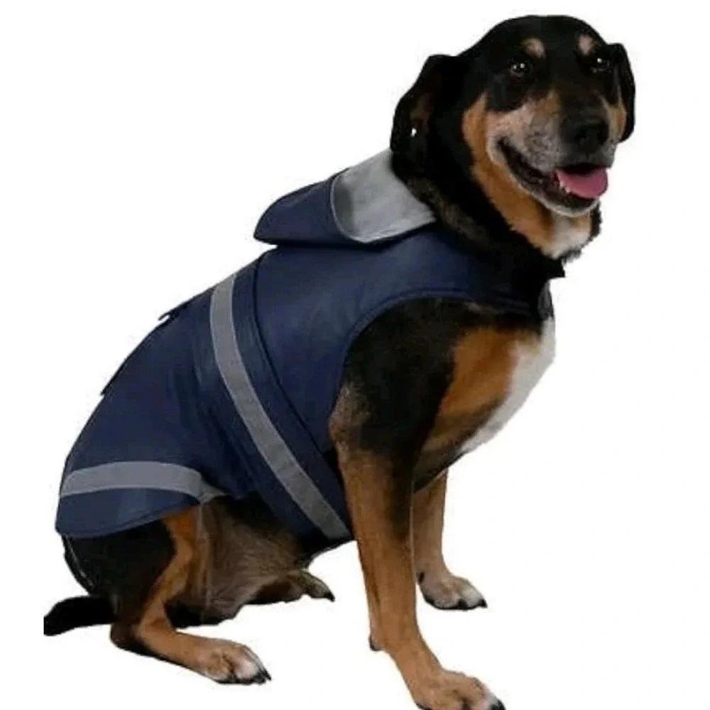 Eddie Bauer Dog‎ Raincoat Large Waterproof Reflective Hooded Pet Jacket NWT